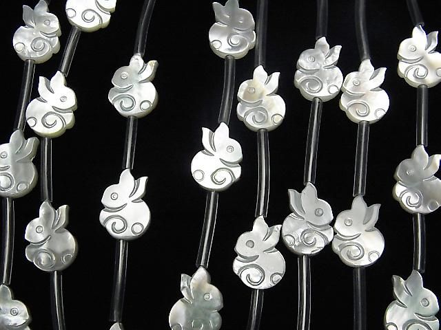高品質ホワイトシェルAAA うさぎシェイプ14×10mm 半連/1連(約14粒) サムネイル3