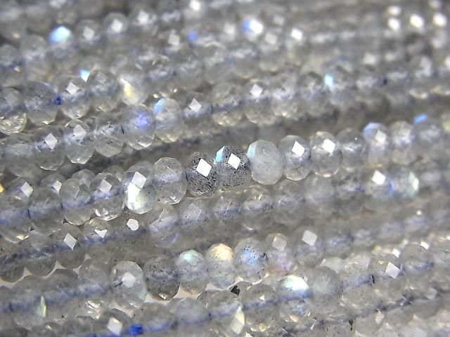 【動画】【素晴らしい輝き】宝石質ラブラドライトAAA ボタンカット4×4×2mm 1連(約36cm)の画像