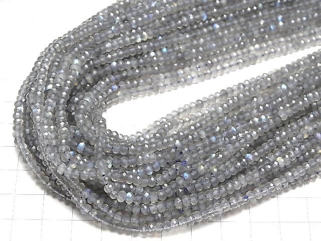 【動画】【素晴らしい輝き】宝石質ラブラドライトAAA ボタンカット4×4×2mm 1連(約36cm) サムネイル4
