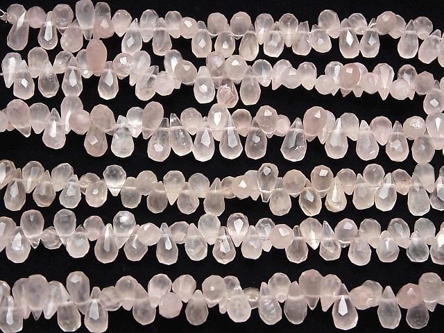 【動画】ローズクォーツAA++ ドロップ ブリオレットカット 1連(約15cm) サムネイル4