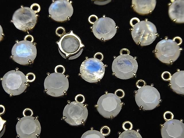 【動画】宝石質レインボームーンストーンAA++ 枠留めラウンドファセットカット6×6mm 18KGP 2個 サムネイル3