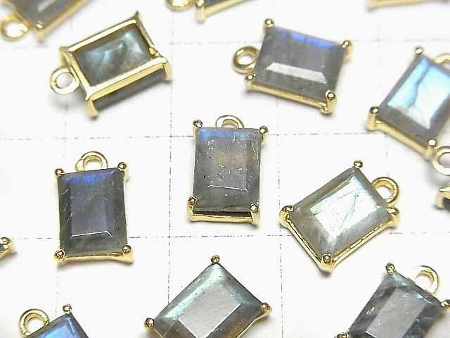 【動画】ラブラドライトAA++ 枠留めレクタングルファセットカット9×7mm 18KGP 1個 サムネイル2