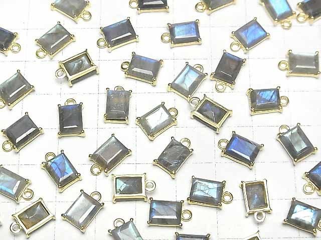 【動画】ラブラドライトAA++ 枠留めレクタングルファセットカット9×7mm 18KGP 1個 サムネイル3