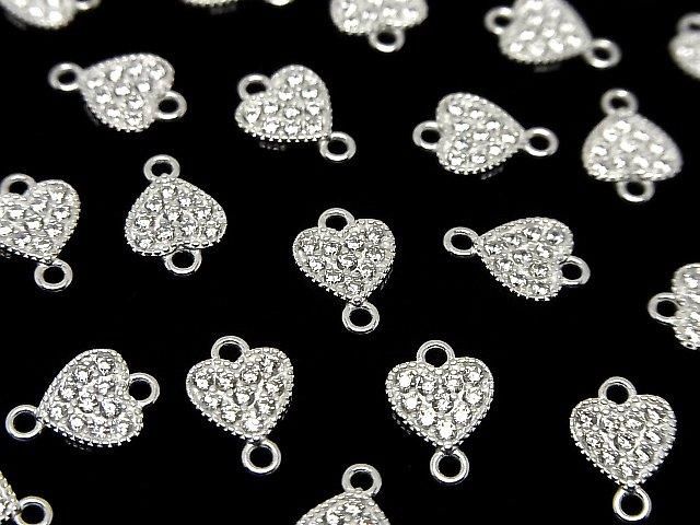 Silver925 ジョイントパーツ ハートモチーフ(CZ付)7×7.5×1.5mm 生地 1個の画像