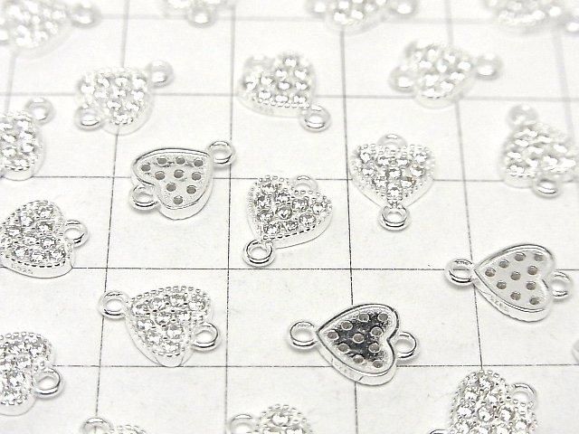 Silver925 ジョイントパーツ ハートモチーフ(CZ付)7×7.5×1.5mm 生地 1個 サムネイル2