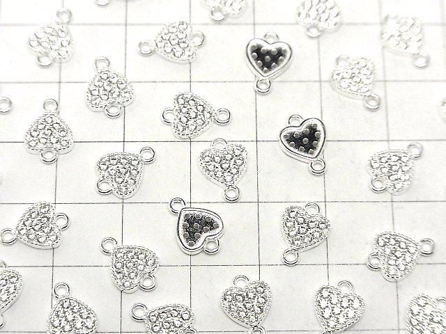 Silver925 ジョイントパーツ ハートモチーフ(CZ付)7×7.5×1.5mm 生地 1個 サムネイル3