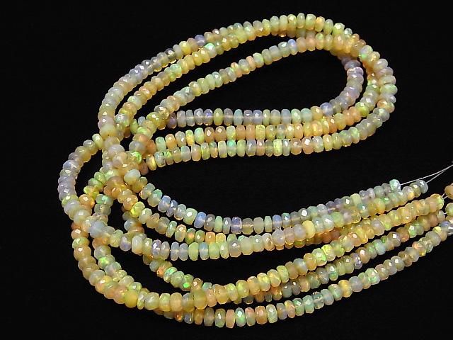 【動画】宝石質エチオピア産オパールAAA- ボタンカット 半連/1連(約40cm) サムネイル4