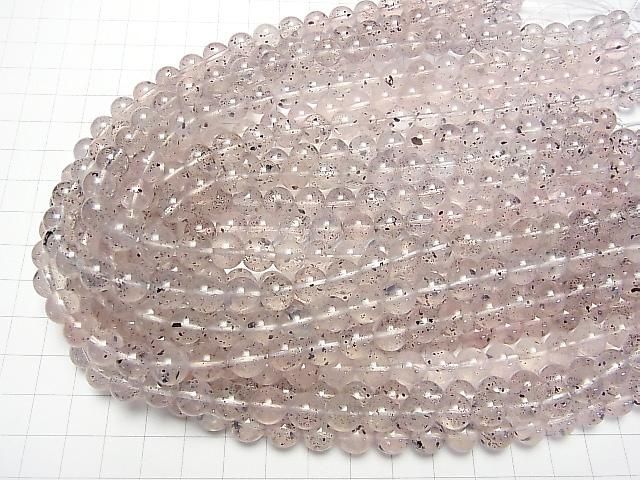 【動画】マイカインローズクォーツ ラウンド8mm 半連/1連(約37cm) サムネイル4
