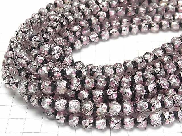 【動画】とんぼ玉 ラウンド8mm 【ピンク×シルバー×ブラック/蓄光タイプ】 1/4連~1連(約34cm) サムネイル4