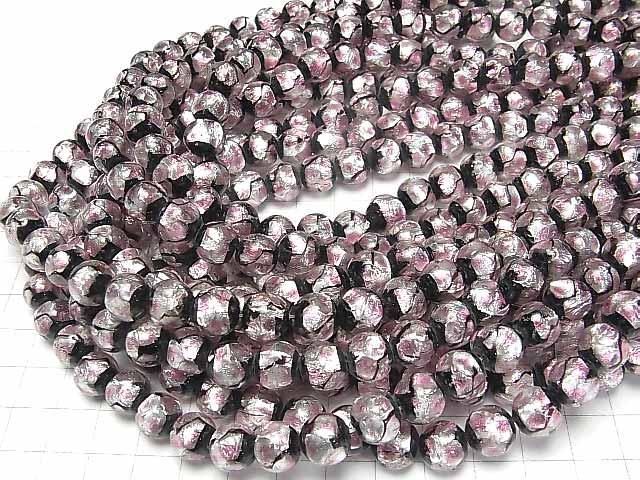 【動画】とんぼ玉 ラウンド10mm 【ピンク×シルバー×ブラック/蓄光タイプ】 1/4連~1連(約34cm) サムネイル4