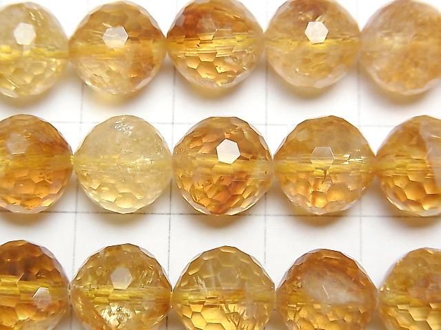 【動画】【素晴らしい輝き】ファントムシトリンAA++ 128面ラウンドカット10mm 半連/1連(約36cm) サムネイル2