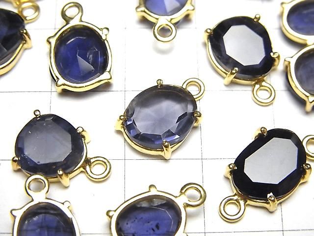 【動画】宝石質アイオライトAA++ 枠留めフリーフォーム ファセットカット 18KGP 2個 サムネイル2
