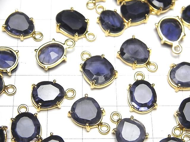 【動画】宝石質アイオライトAA++ 枠留めフリーフォーム ファセットカット 18KGP 2個 サムネイル3