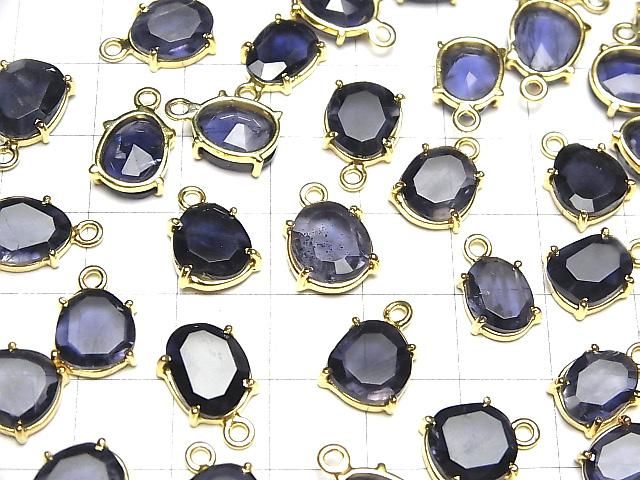 【動画】宝石質アイオライトAA++ 枠留めフリーフォーム ファセットカット 18KGP 2個 サムネイル4