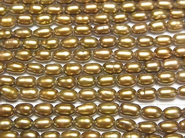 【動画】淡水真珠AA+ ライス~バロック5×3×3mm ブロンズゴールド 1連(約34cm) サムネイル2