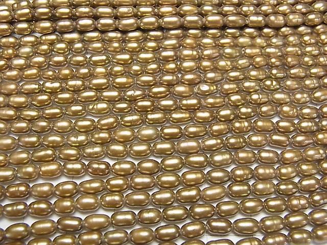 【動画】淡水真珠AA+ ライス~バロック5×3×3mm ブロンズゴールド 1連(約34cm) サムネイル3