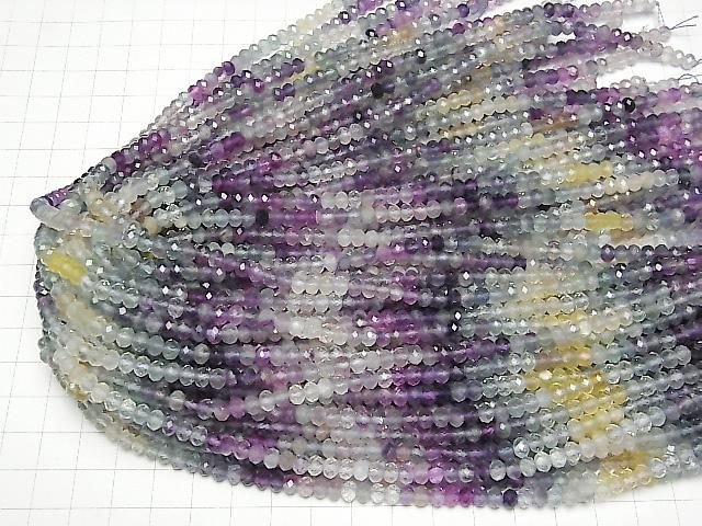 【動画】【素晴らしい輝き】マルチカラーフローライトAAA- ボタンカット5×5×3mm 1連(約37cm) サムネイル4