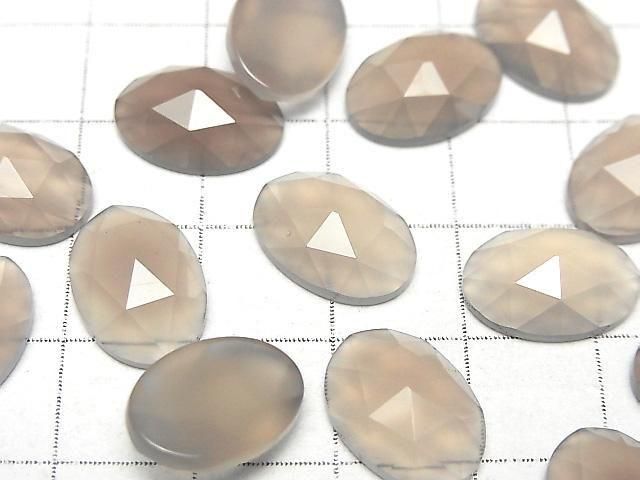 グレーオニキス オーバル ローズカット14×10mm 4個 サムネイル2