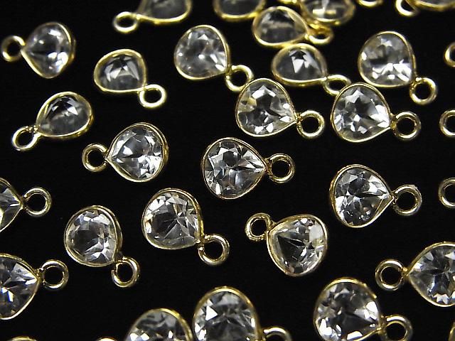 【動画】宝石質ホワイトトパーズAAA- 枠留めマロンファセットカット6×6mm 18KGP 3個の画像
