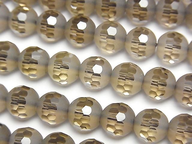 【動画】カットライン入りフロストスモーキークォーツAAA ラウンド8mm 半連/1連(約38cm)の画像
