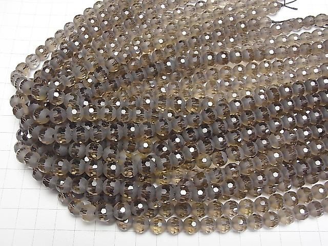 【動画】カットライン入りフロストスモーキークォーツAAA ラウンド8mm 半連/1連(約38cm) サムネイル4