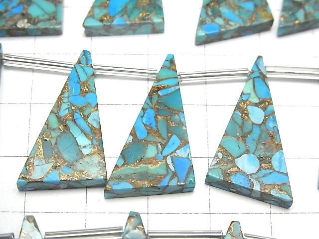 【動画】ブルーコッパーターコイズAAA フラットトライアングル25×15mm 半連/1連(8粒) サムネイル2