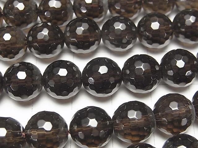 スモーキークォーツAAA 128面ラウンドカット10mm ダークカラー 半連/1連(約38cm) サムネイル2