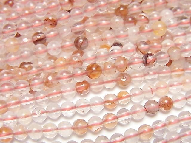 【動画】レッドヘマタイトクォーツ ラウンド3mm 1連(約36cm)の画像