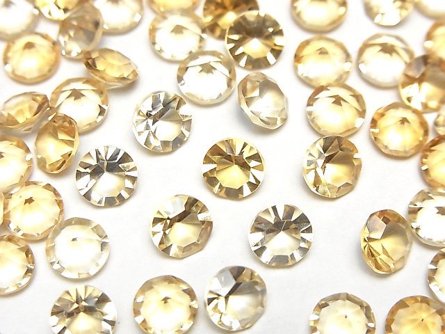 【動画】宝石質シトリンAAA ルース ラウンド コンケーブカット6×6mm 4粒の画像