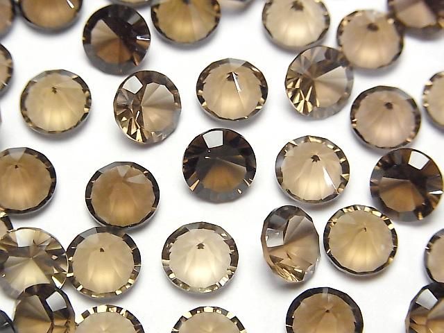 【動画】宝石質スモーキークォーツAAA ルース ラウンド コンケーブカット8×8mm 4粒の画像