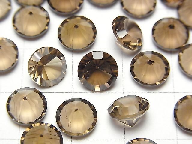 【動画】宝石質スモーキークォーツAAA ルース ラウンド コンケーブカット8×8mm 4粒 サムネイル2