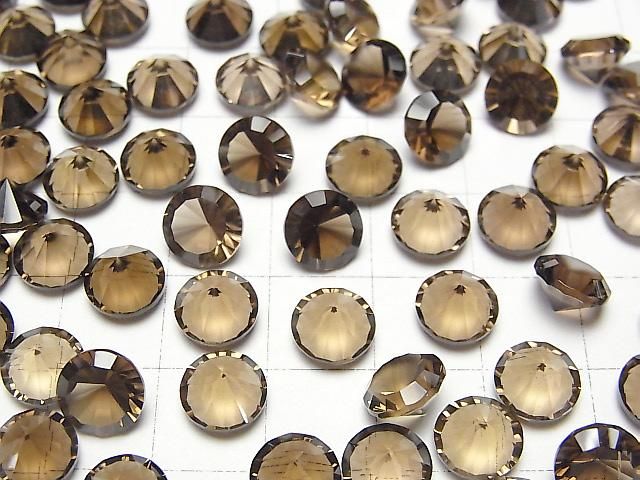 【動画】宝石質スモーキークォーツAAA ルース ラウンド コンケーブカット8×8mm 4粒 サムネイル3
