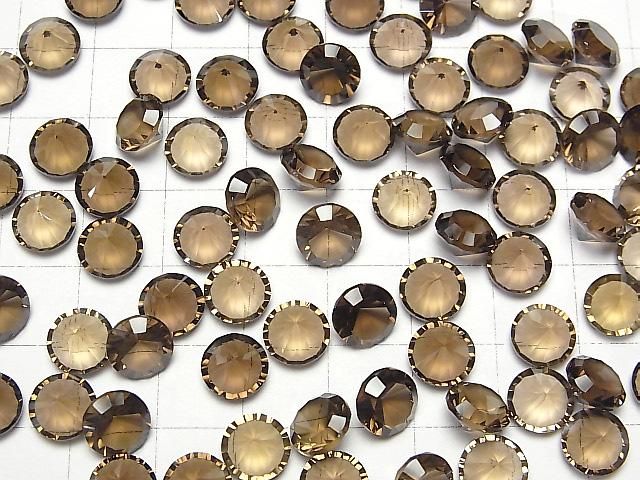 【動画】宝石質スモーキークォーツAAA ルース ラウンド コンケーブカット8×8mm 4粒 サムネイル4