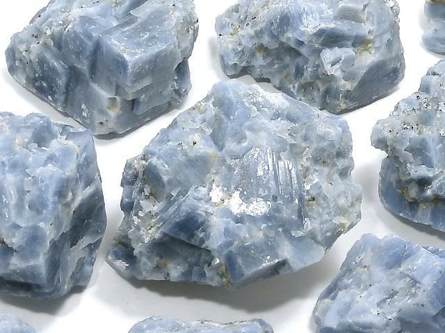 【動画】【1点もの】天然ブルーカルサイト ラフロック(原石) 10個セット NO.5の画像