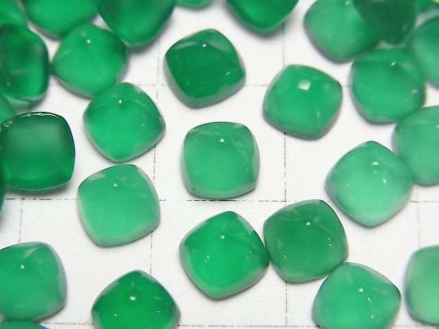 【動画】宝石質グリーンオニキスAAA シュガーローフカット6×6mm 4個 サムネイル2