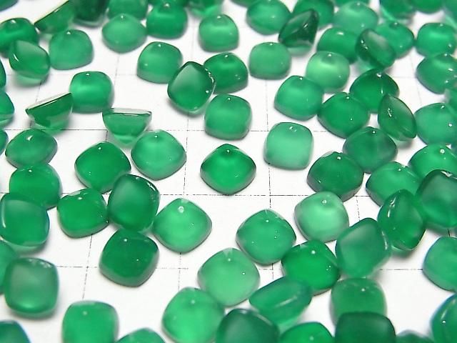 【動画】宝石質グリーンオニキスAAA シュガーローフカット6×6mm 4個 サムネイル3