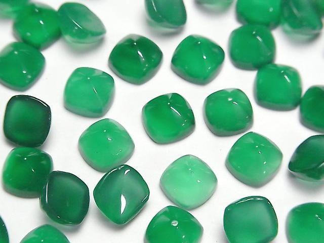 【動画】宝石質グリーンオニキスAAA シュガーローフカット8×8mm 2個の画像