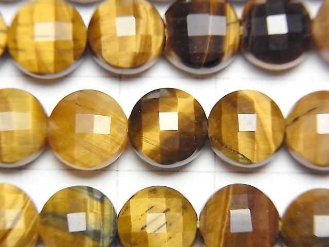 【動画】【素晴らしい輝き】イエロータイガーアイAA++ コインカット8×8×5mm 半連/1連(約37cm) サムネイル2