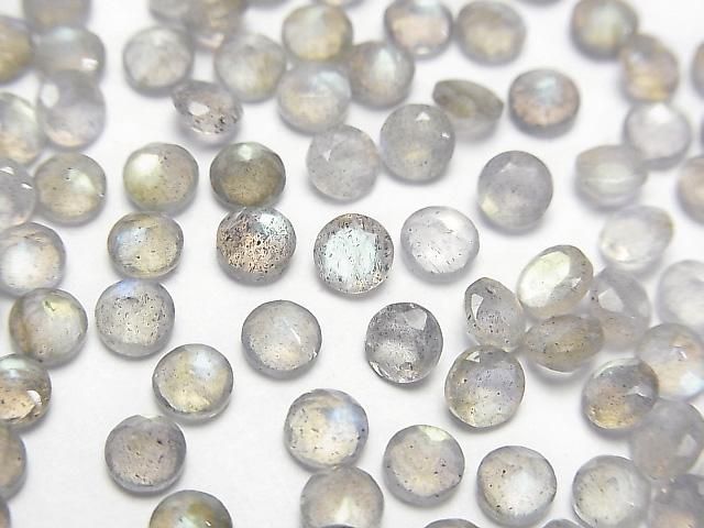 【動画】宝石質ラブラドライトAAA- ルース ラウンドファセットカット4×4mm 10粒の画像
