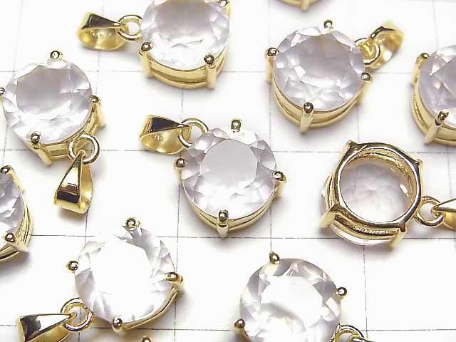 【動画】宝石質ローズクォーツAAA ラウンドファセットカット10×10mm ペンダントトップ 18KGP製 サムネイル2