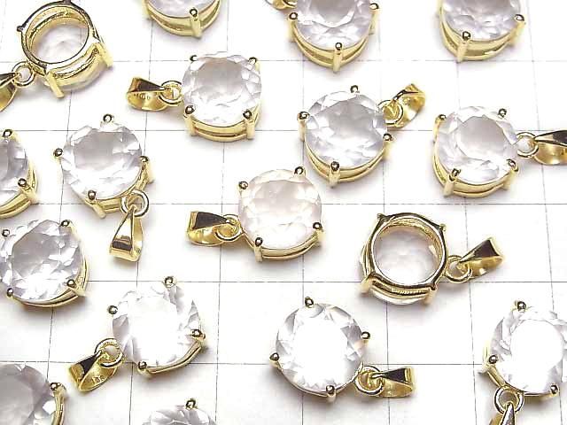 【動画】宝石質ローズクォーツAAA ラウンドファセットカット10×10mm ペンダントトップ 18KGP製 サムネイル3