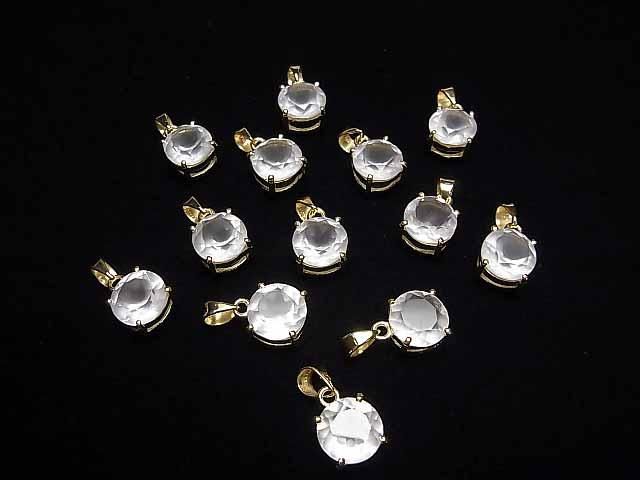 【動画】宝石質ローズクォーツAAA ラウンドファセットカット10×10mm ペンダントトップ 18KGP製 サムネイル4