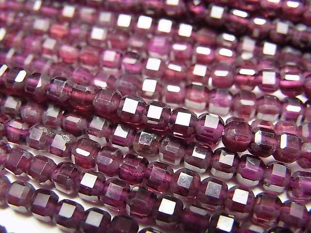 宝石質ロードライトガーネット キューブカット3×3×3mm 1連(約 宝石質ロードライトガーネット キューブカット3×3×3mm 1連(約