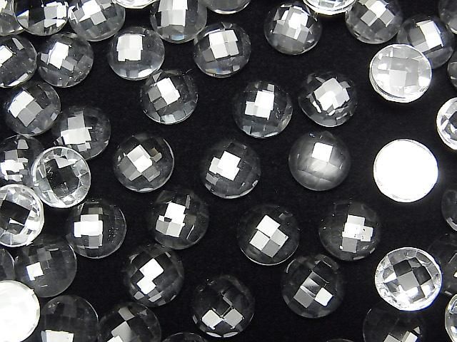 【動画】宝石質ホワイトトパーズAAA ラウンド カボションカット8×8mm 2個の画像