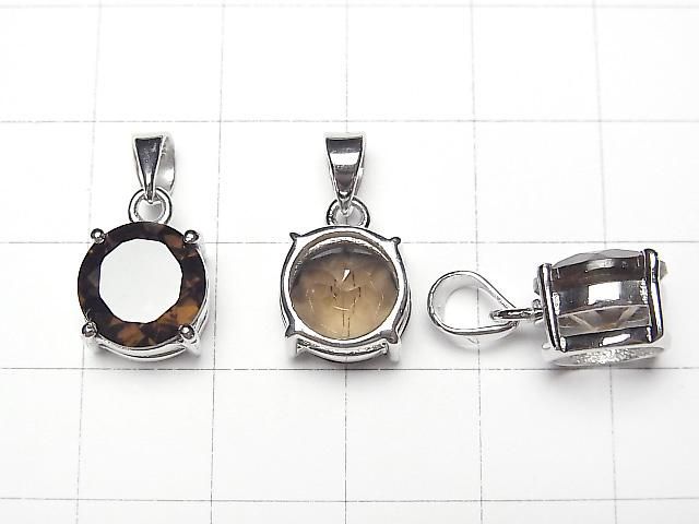 【動画】宝石質スモーキークォーツAAA ラウンドファセットカット10×10mm ペンダントトップ SV925製 サムネイル2