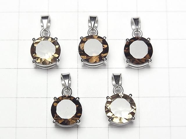 【動画】宝石質スモーキークォーツAAA ラウンドファセットカット10×10mm ペンダントトップ SV925製 サムネイル4