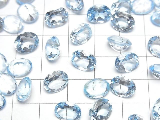 【動画】宝石質スカイブルートパーズAAA ルース オーバルファセットカット10×8mm 2粒 サムネイル4