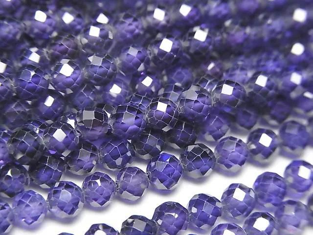 【素晴らしい輝き】キュービックジルコニアAAA ラウンドカット4mm 【パープル】 1連(約35cm)の画像