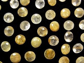【動画】宝石質ルチルクォーツAAA- ルース ラウンドファセットカット5×5mm 5粒
