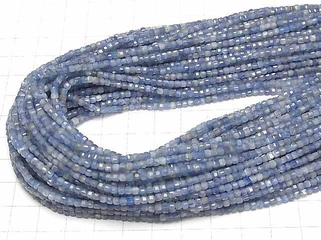 【動画】【素晴らしい輝き】カイヤナイトAA++ 極小キューブカット2.5×2.5×2.5mm 1連(約37cm) サムネイル4